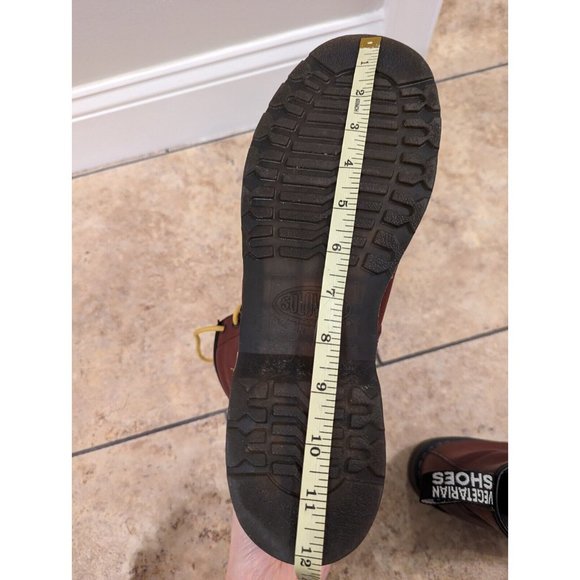 Vegetarian Shoes Combat 8-Eye Tall Boots Dark Red Men's US 14 Handmade In UK - Picture 16 of 16